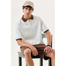 Snitch White Solid Oversized Fit Polo T-Shirt