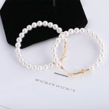 Fabula Jewellery White Pearl Large Hoop Fashion Drop Earrings For Women & Girls