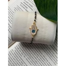 I Jewels Gold Plated Stylish Adjustable Hand Wrist Mangalsutra Bracelet For Women