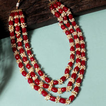 Karatcart Red Beads with Tassel Multilayered Maharaja Moti Mala for Men