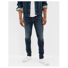 American Eagle Men Blue Airflex 360 Distressed Skinny Jeans