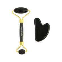 Le Marbelle Black Obsidian Roller And Gua Sha Massager For Face, Neck, Dark Circles And Under Eye