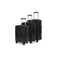 United Colors of Benetton Solid Hard 3 Luggage Bags - Black (S/M/L)