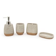 EZ Life Seramica Luxury Resin 4 Piece Bathroom Set Grainy Stone on Light Wood