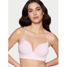 Enamor Pink Nylon Floral Bra