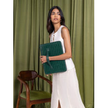 MIRAGGIO Unisex Green Terry 14 Inches Laptop Sleeve (L)