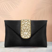 Peora Clutch Womens Purse Bridal Bag for Detachable Strap Evening Sling Bag - Black-C61Bl