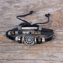 UNKNOWN by Ayesha Rugged Black Leather Adjustable Bracelet For Men With Beads