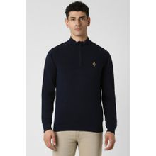 Van Heusen Men Navy Blue Round Neck Sweater