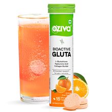 OZiva Bioactive Gluta Fizzy (L-Glutathione), Reduce Cellular Damage on Skin- Orange (Pack of 1)