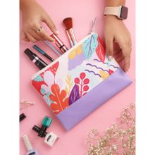 Doodle Collection Multifunctional Women Printed Cosmetic Pouch - Pastel Flora