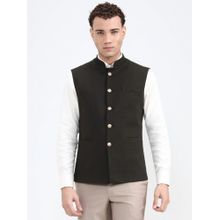 Wyre Men Olive Green Solid Blended Nehru Jacket
