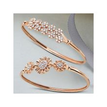 Zaveri Pearls Combo of 2 Rose Gold Cubic Zirconia Floral Brass Kada Bracelet-ZPFK10861