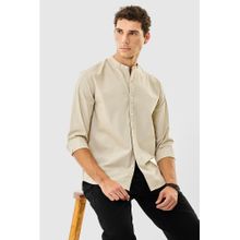 Snitch Beige Solid Regular Semi Formal Shirt