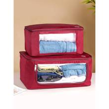 Nestasia Set of 2 Red and Transparent Clothes Storage Organiser Bags