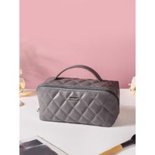 Nestasia Grey Makeup Pouch Large Capacity Quilted