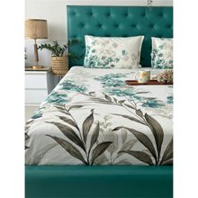 Urban Space Cotton Bedsheet With 2 Pillow Covers - Majestic Aqua