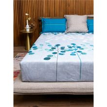Urban Space Cotton Bedsheet Double Bed with 2 Pillow Covers - Mars Turquoise