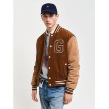 GANT Men Brown Colorblocked Stand Collar Full Sleeves Bomber Jacket