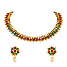 Asmitta Wedding Wear Traditional Gold-toned Choker Necklace Set