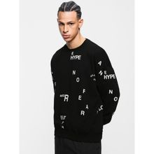 Bewakoof Men's Black Typography Oversized Fit Sweatshirt