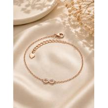 Ornate Jewels 925 Silver Rose Gold American Diamond Infinity Adjustable Bracelet for Women & Girls