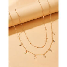 Yellow Chimes Gold-Toned Multi-Layered Crystal Studded Moon Charm Waist Chain