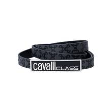 Cavalli Class Grey Leather Printed Belt