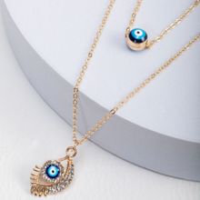 PRITA Studded Evil Eye Dual Layered Gold Plated Necklace