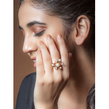 Suhani Pittie Gold Toned Ring With Pearl Cluster Detail