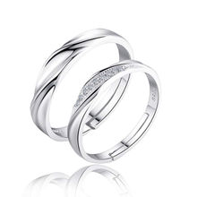 Karatcart Platinum Plated Elegant Adjustable Solitaire Couple Rings