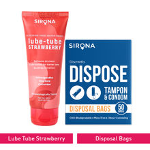 Sirona Glycerine Free Natural Strawberry Lubricant Gel With Condoms Disposal Bags Combo
