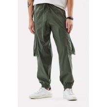 Snitch Dark Green Solid Loose Casual Joggers