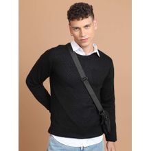 HIGHLANDER Black Acrylic Ribbed Sweater