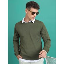 HIGHLANDER Green Acrylic Ribbed Sweater
