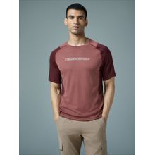 Technosport Men Coral Round Neck Colorblock Slim Fit Sports T-Shirt