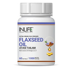 Inlife Flaxseed Oil 1000mg Capsules Omega 3 6 9 Extra Virgin Cold Pressed Oil For Heart Health