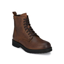 Delize Solid Brown Lace-up Derby Boots