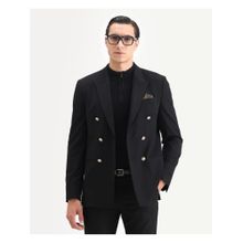 Rare Rabbit Premium Black Double Breasted Golden Buttoned Blazer