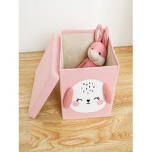 House of Quirk Clothing Storage Box Case With Handle For Toy Laundry Box Ears - Pink Pup