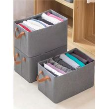 House of Quirk Dark Grey Wardrobe Organizer For Clothes With Metal Fram Foldable Storage Box