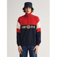GANT Men Navy Blue Color Block Regular Fit Sweater