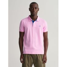 GANT Men Pink Solid Contrast Collar Pique Rugger Polo