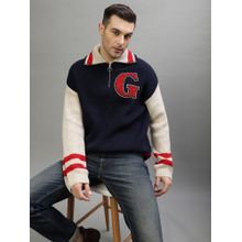 GANT Men Color-Blocked Cutway Collar Full Sleeves Sweater