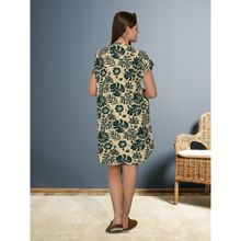 MAYSIXTY Viscose & Stretch Printed Green Short Nighty