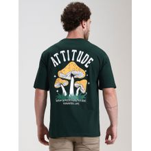 Greenfibre Men Bottle Green Printed T-Shirt