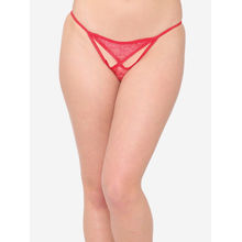N-Gal Women'S Sheer Lace Cut Out Adjustable Waist Band G-String Thong Panty - Red