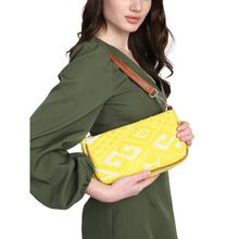 MINI WESST Yellow Casual Fabric Embroidered Handheld Bag