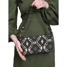 MINI WESST Black Casual Fabric Self Design Hand Bag