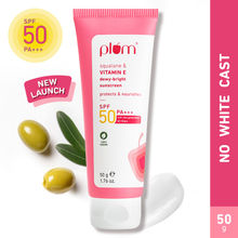 Plum Squalane & Vitamin E Dewy-Bright SPF 50 PA+++ Sunscreen For Normal To Dry Skin Type, New UV Filters
